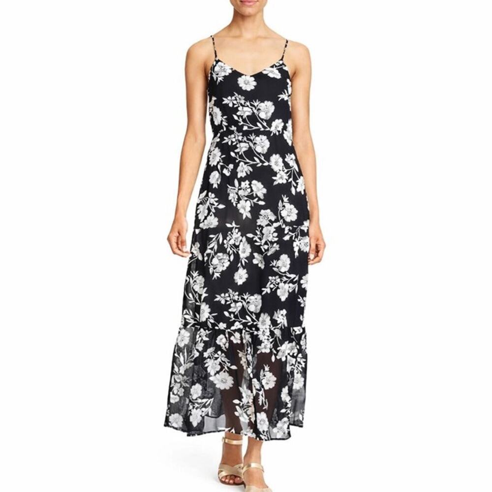 J. Crew Mercantile Black White Floral Maxi Dress NWT NEW Size 0